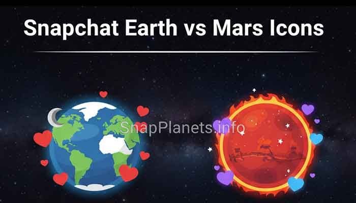 Snapchat Earth and Mars planet positions comparison